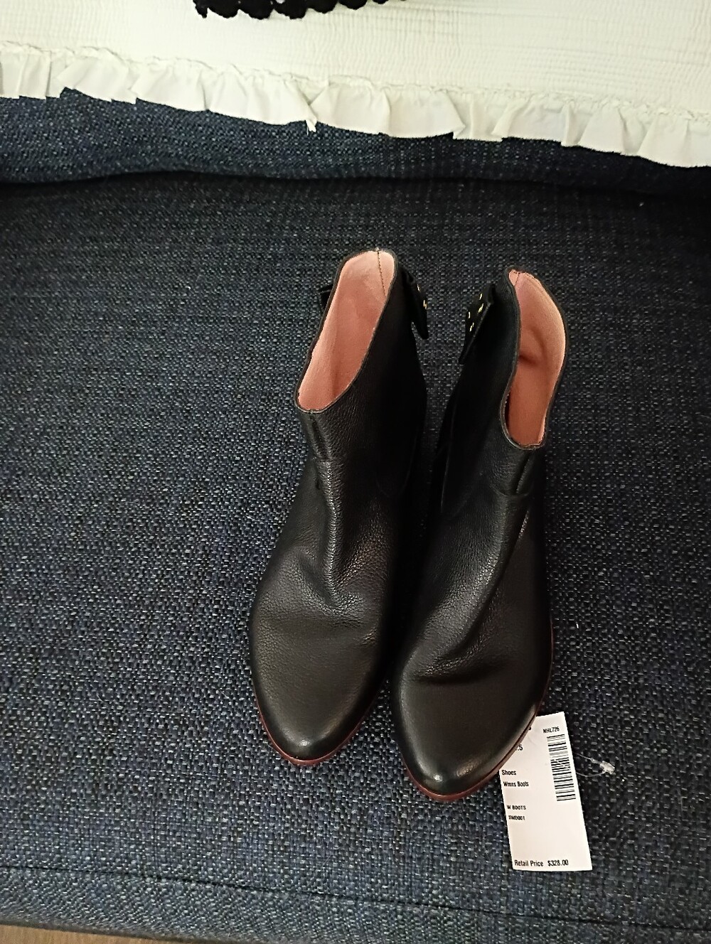 Kate Spade Black Leather Chelsea Style Ankle Boots With Bows On Back.